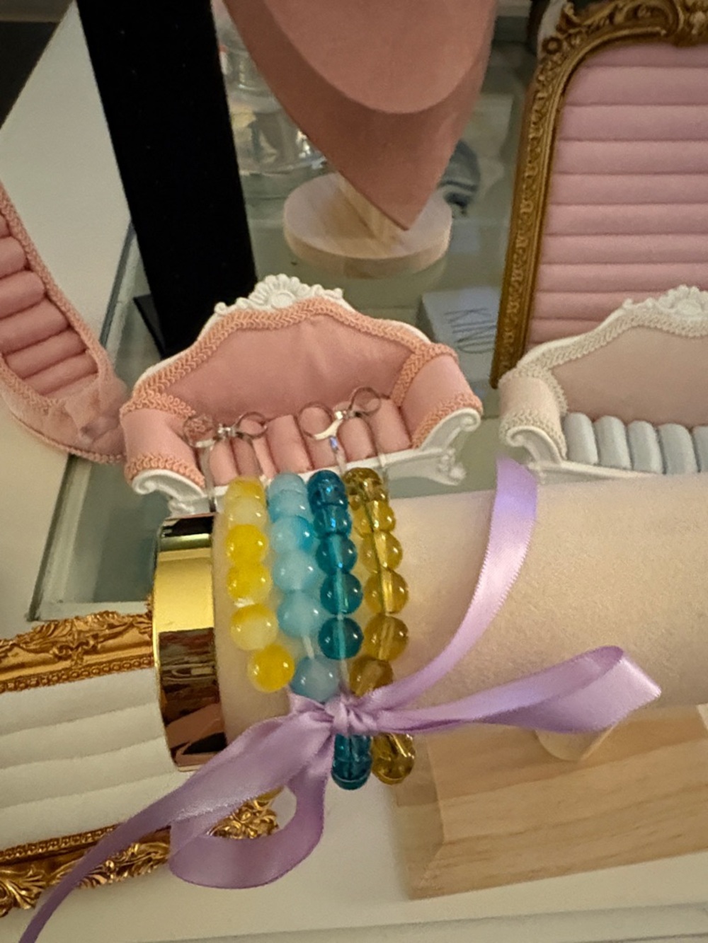 Stacked Beaded Bracelet Set in Yellow, Aqua & Teal